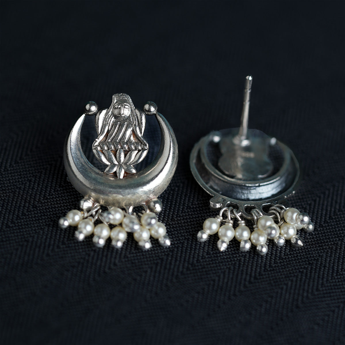 Chandra Lakshmi Silver Earrings by Moha