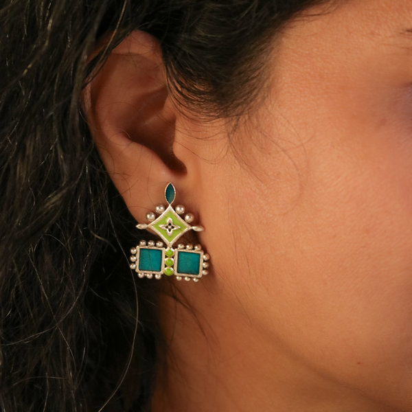 Aakriti Silver Stud Earrings by MOHA