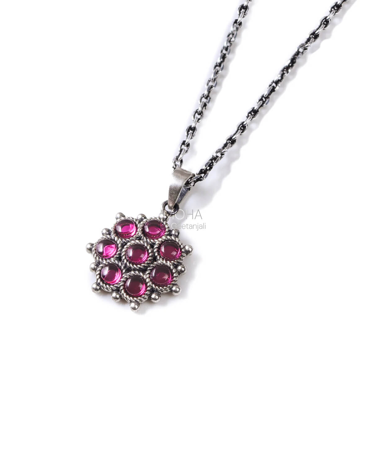 Adaa Pink Silver Chain Pendant by MOHA
