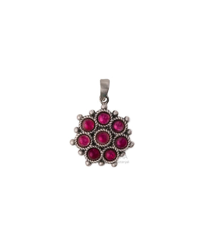 Adaa Pink Silver Pendant by MOHA (Only Pendant)