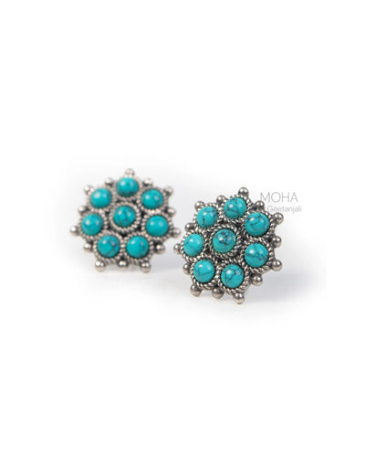 Adaa Turquoise Silver Stud Earrings by MOHA