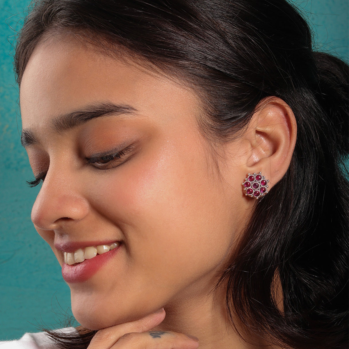 adaa pink silver earrings by moha