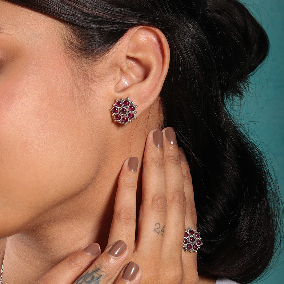 adaa pink silver earrings by moha