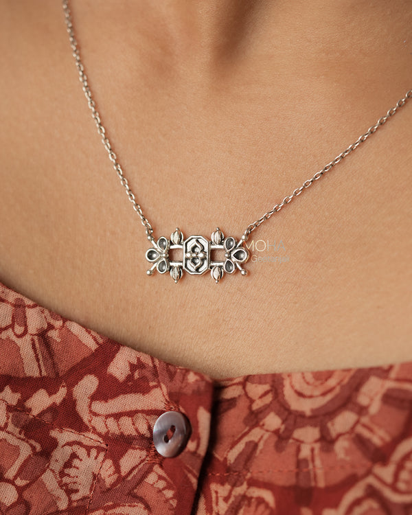 Alpana Silver Pendant with Chain by MOHA