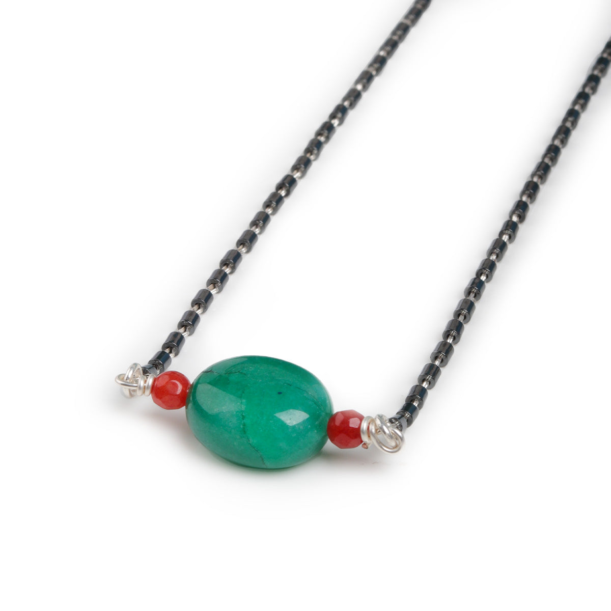 Niti Green Silver Mangalsutra by Moha