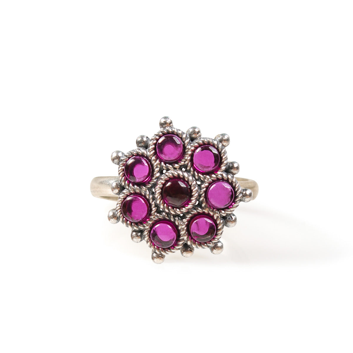 Adaa Pink Silver Finger Ring by MOHA