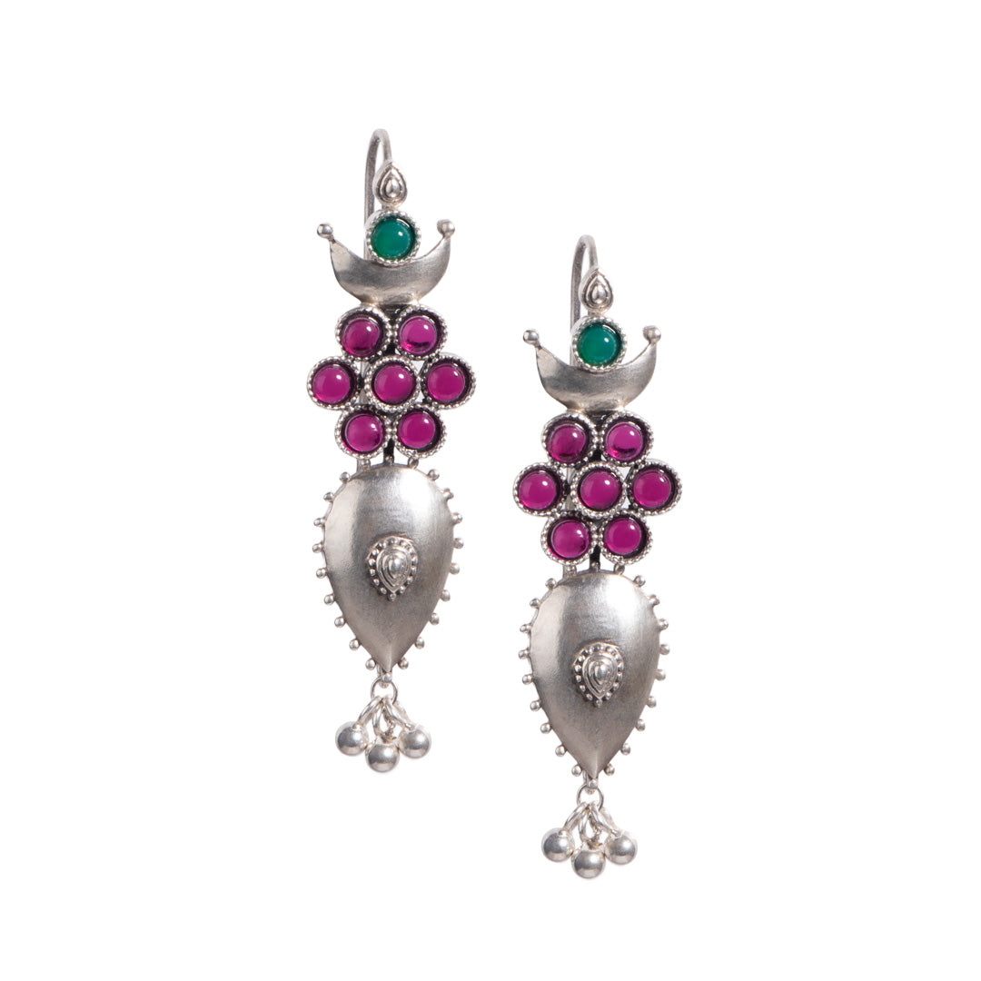 Moonflower Silver Earring (Pink)