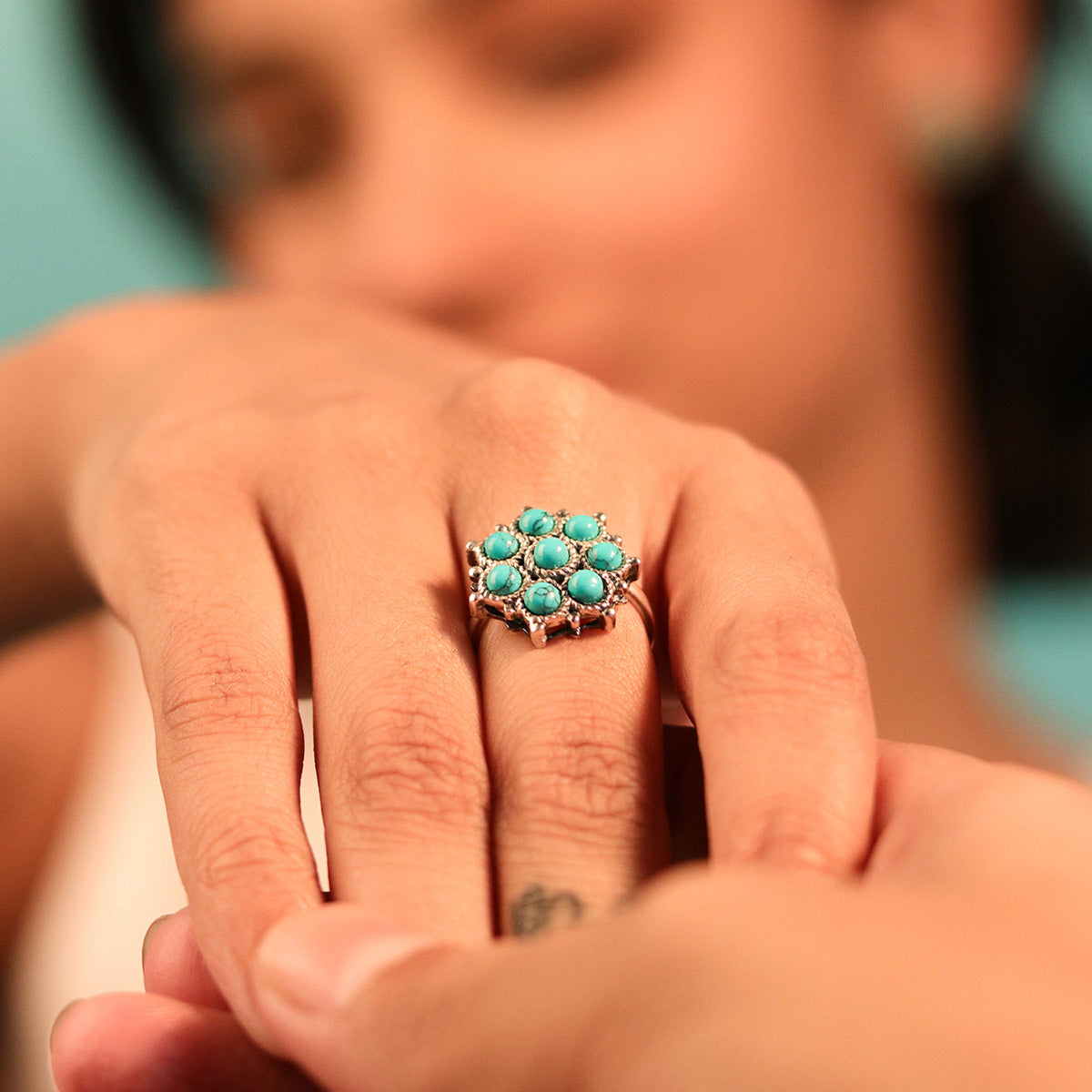 Adaa Turquoise Silver Finger Ring by MOHA