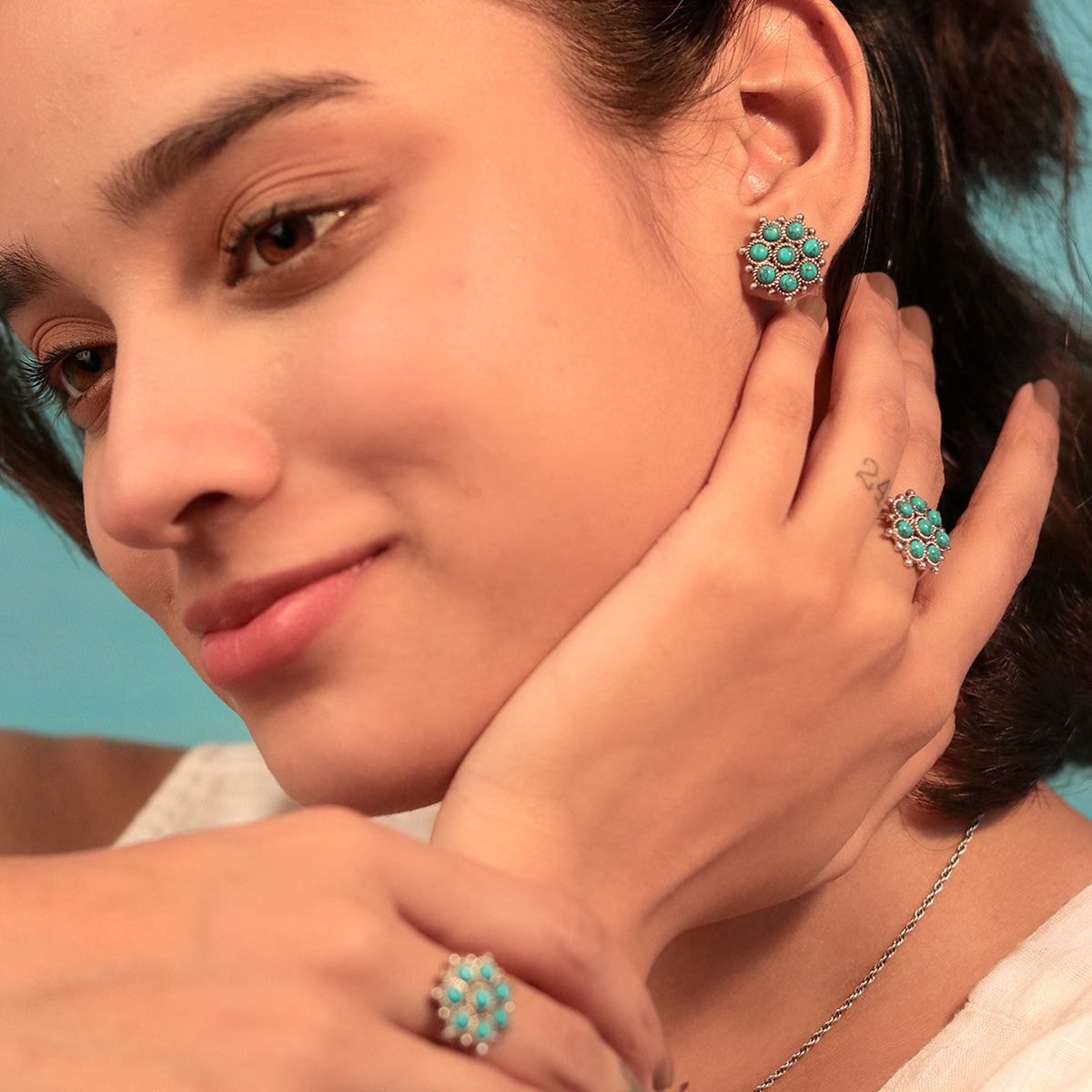 Adaa Turquoise Silver Earrings by MOHA