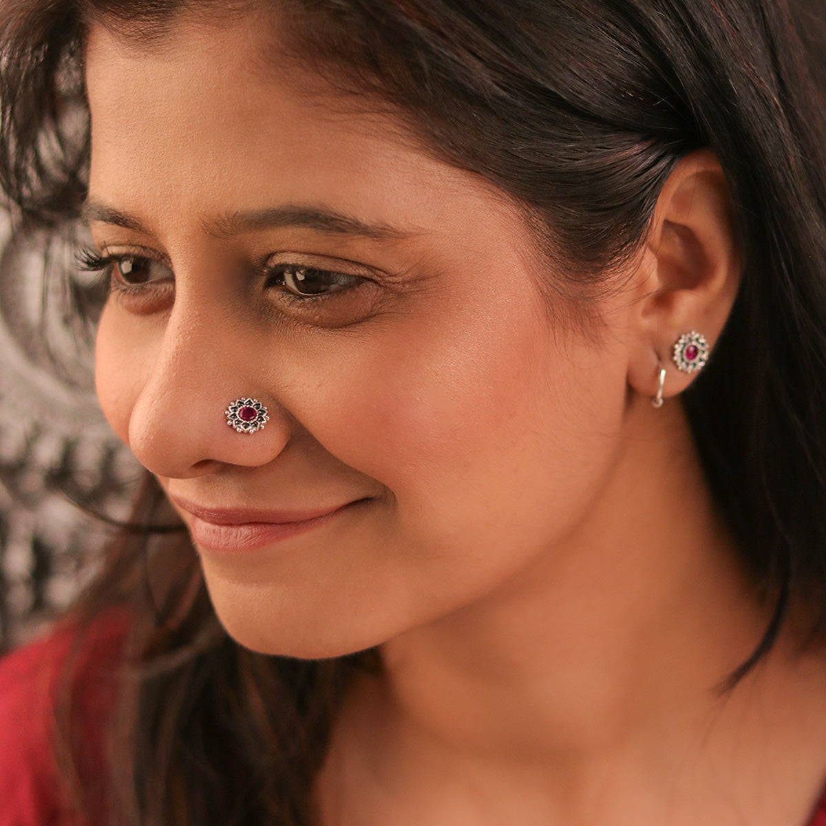 Mallika Silver Nosepin Pierced by Moha