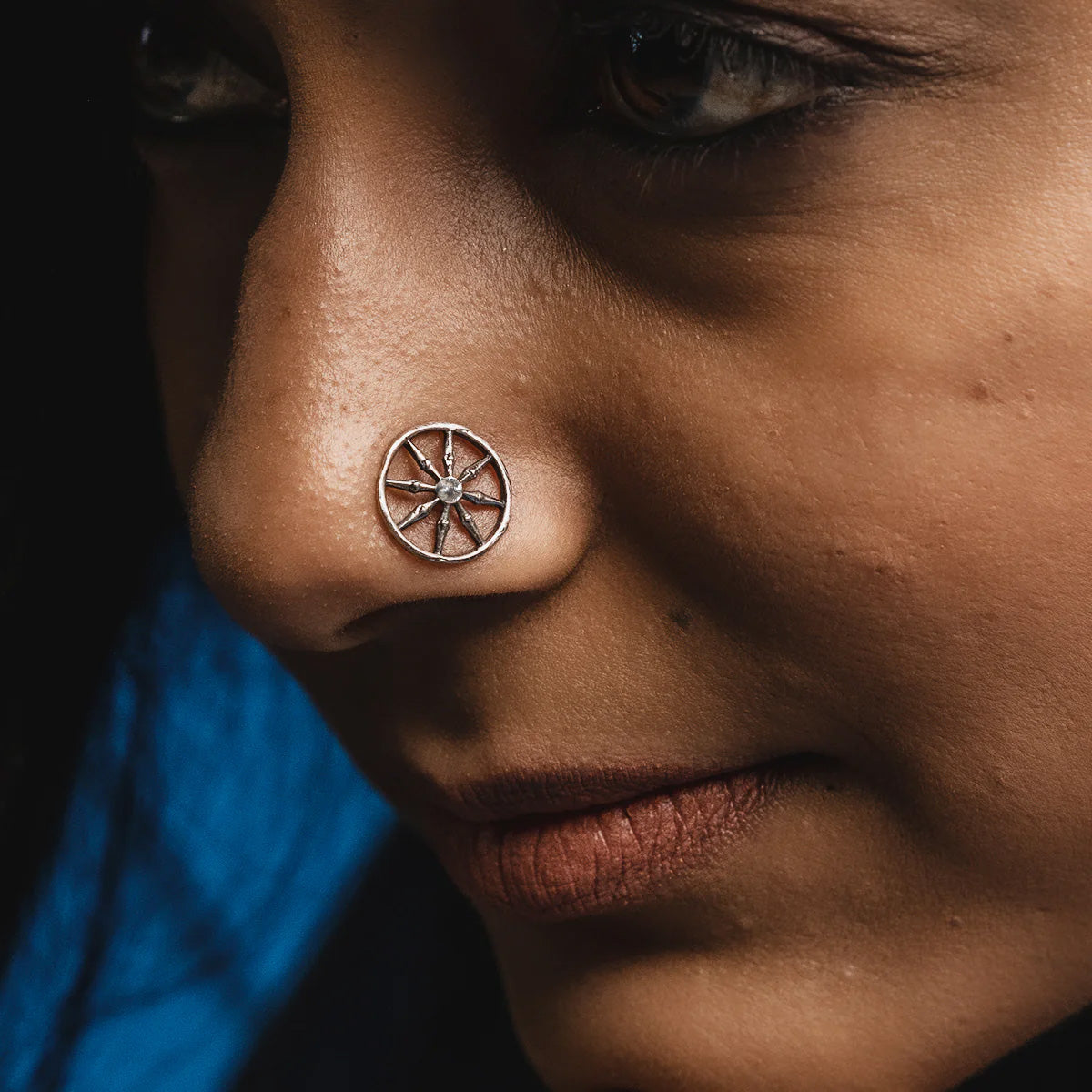 Chakra Silver Nose Pin - Pierced by MOHA