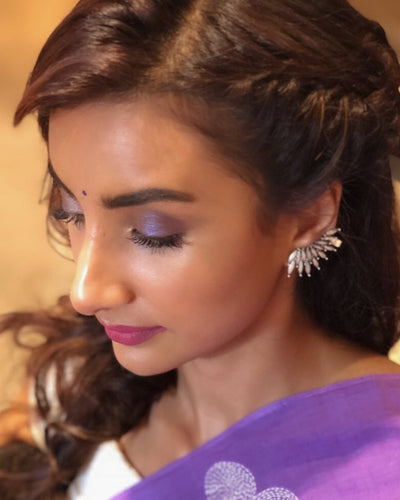 Elliptical Leaf Silver Ear Cuffs