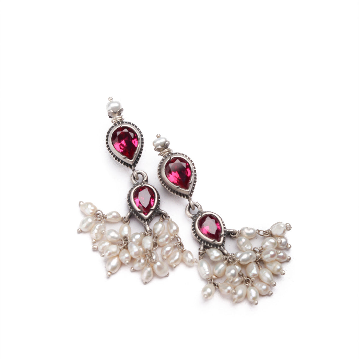 Maharashtrian Tanmani Silver Necklace (Pink) by Moha