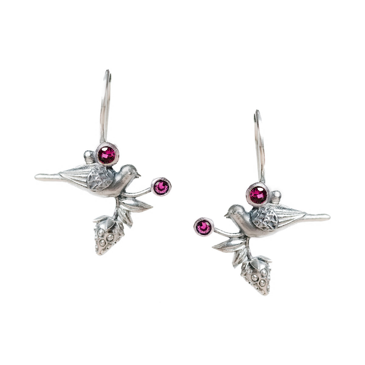 William Morris - Strawberry Thief Silver Dangling Earring by Moha