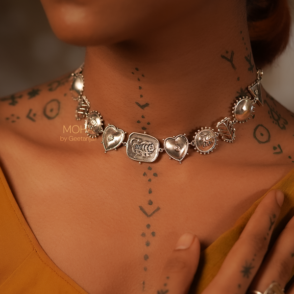 Baagh Hathi Silver Choker Necklace by MOHA