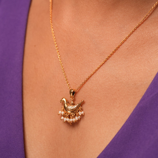 Baby Sarika Silver Chain Pendant [Gold Plated] By MOHA