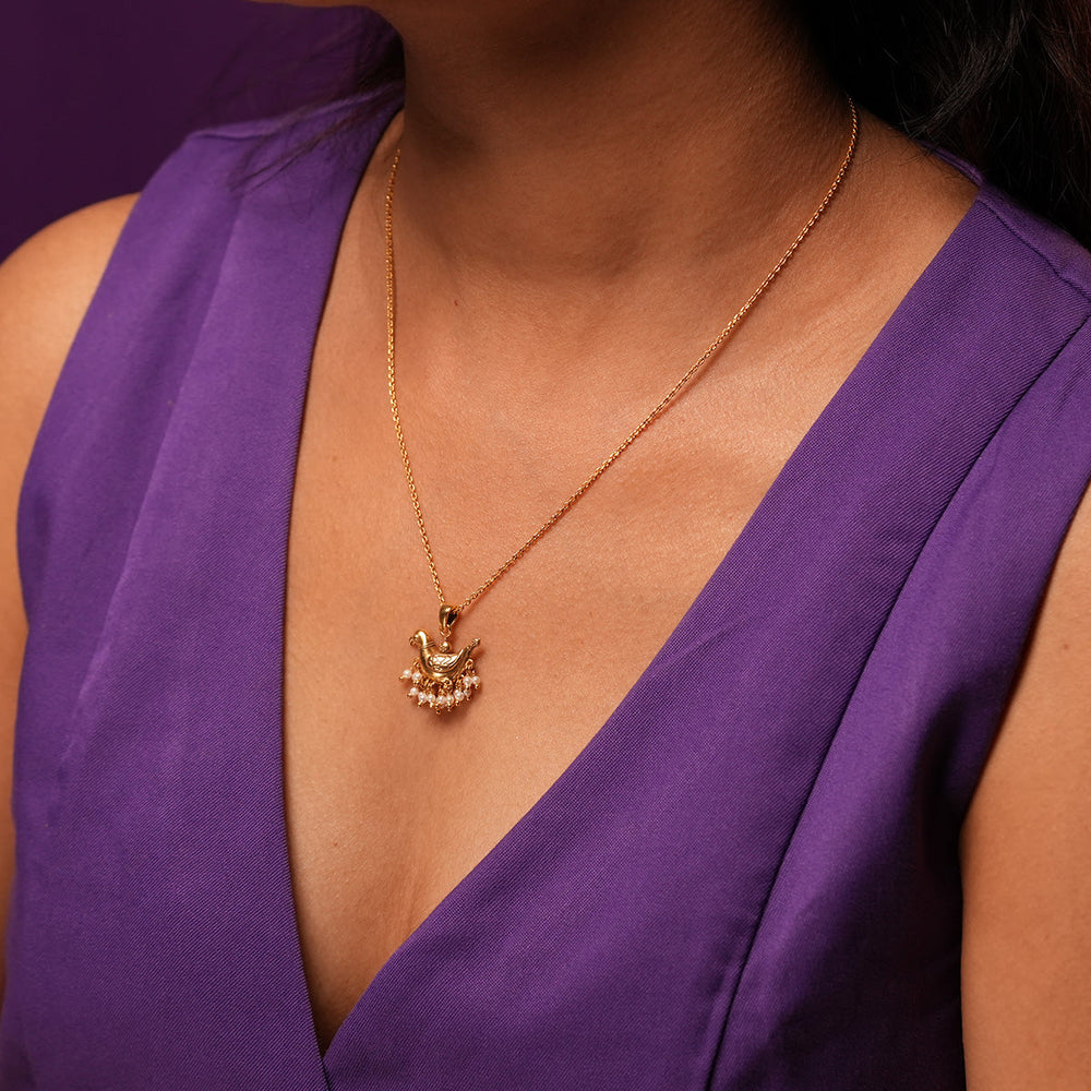 baby sarika silver chain pendant gold plated by moha