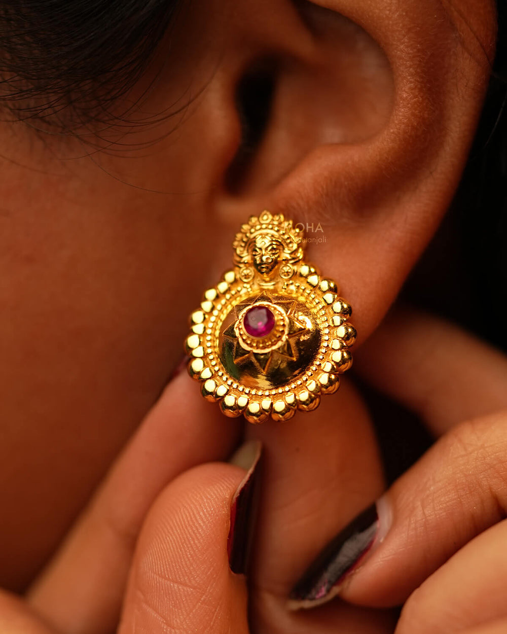 Bhavani Silver Earrings by MOHA (Gold Plated)