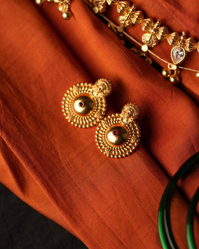 Bhavya Saaj Silver Stud (Gold plated) Earrings by MOHA