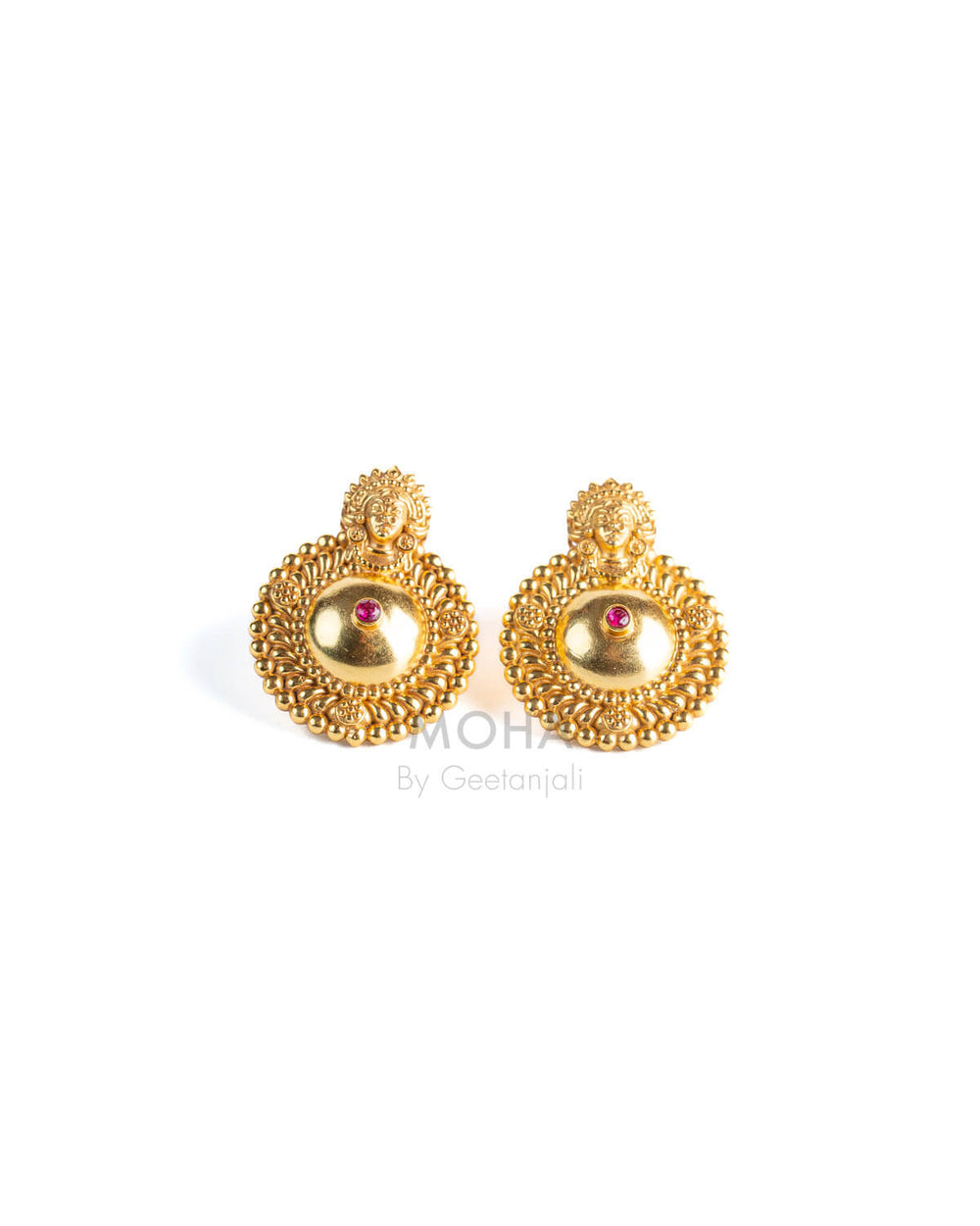 Bhavya Saaj Silver Stud (Gold plated) Earrings by MOHA