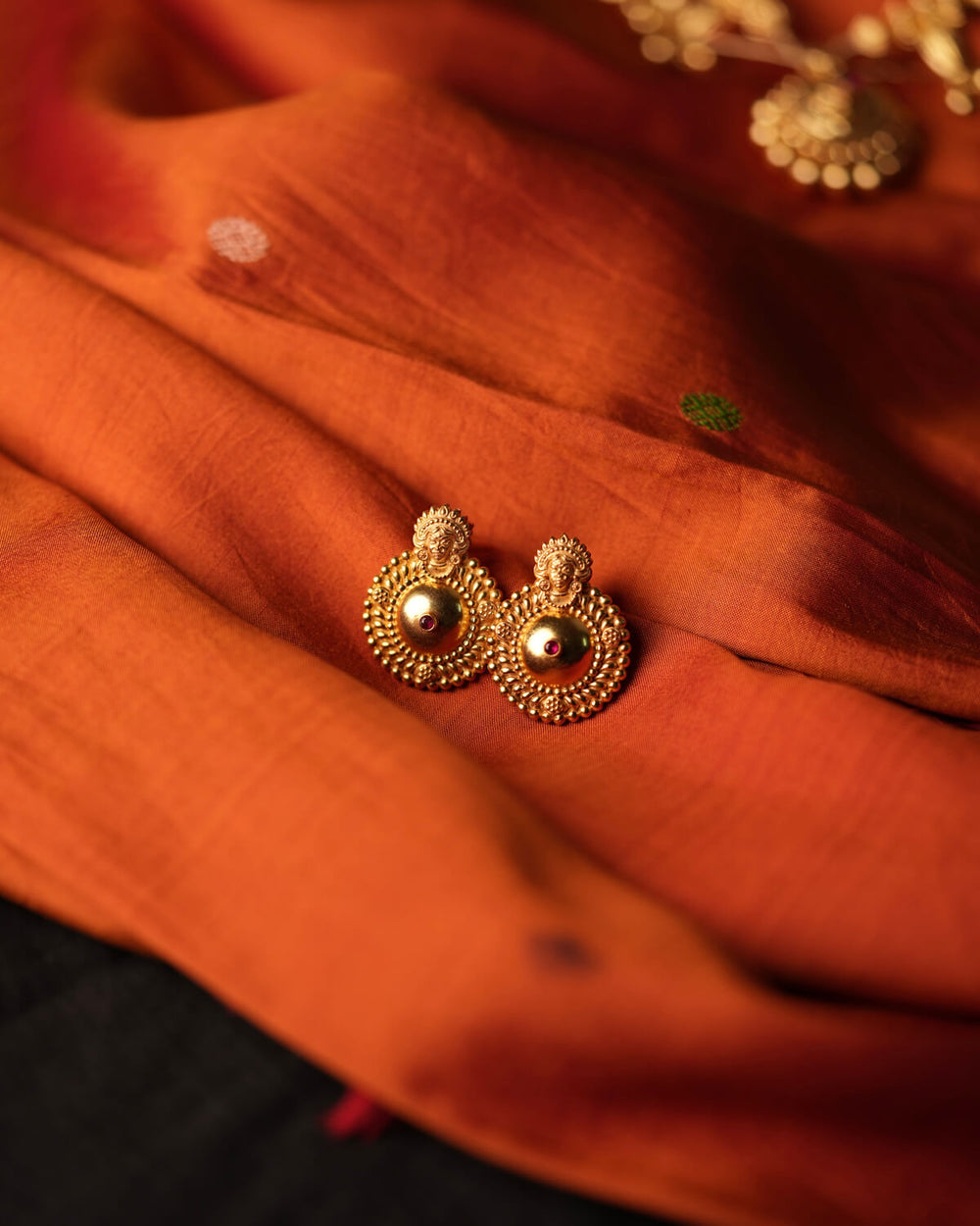 Bhavya Saaj Silver Stud (Gold plated) Earrings by MOHA