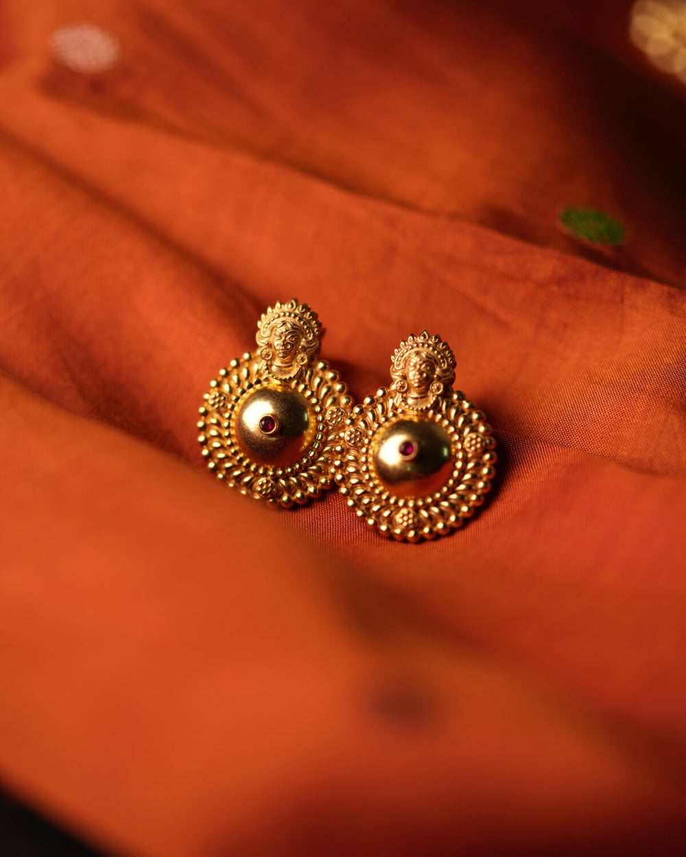 Bhavya Saaj Silver Stud (Gold plated) Earrings by MOHA