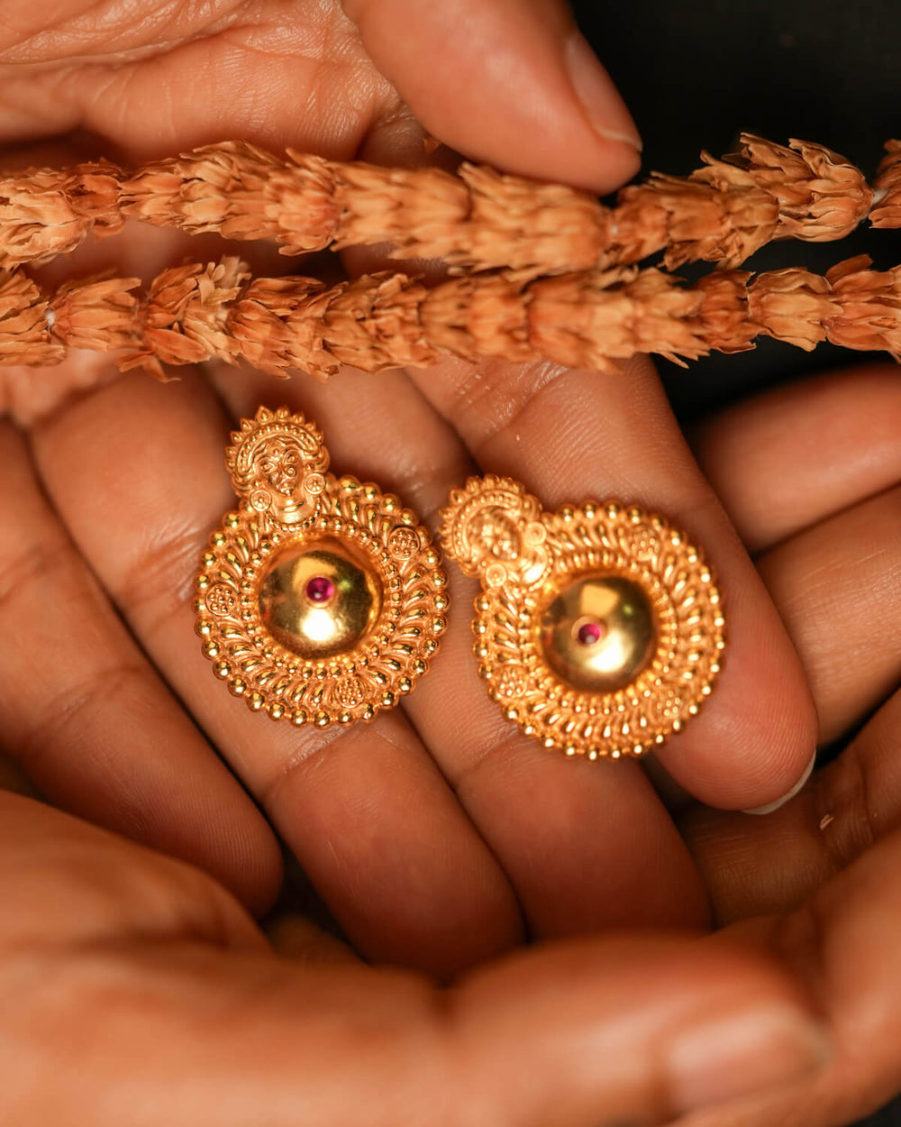 Bhavya Saaj Silver Stud (Gold plated) Earrings by MOHA