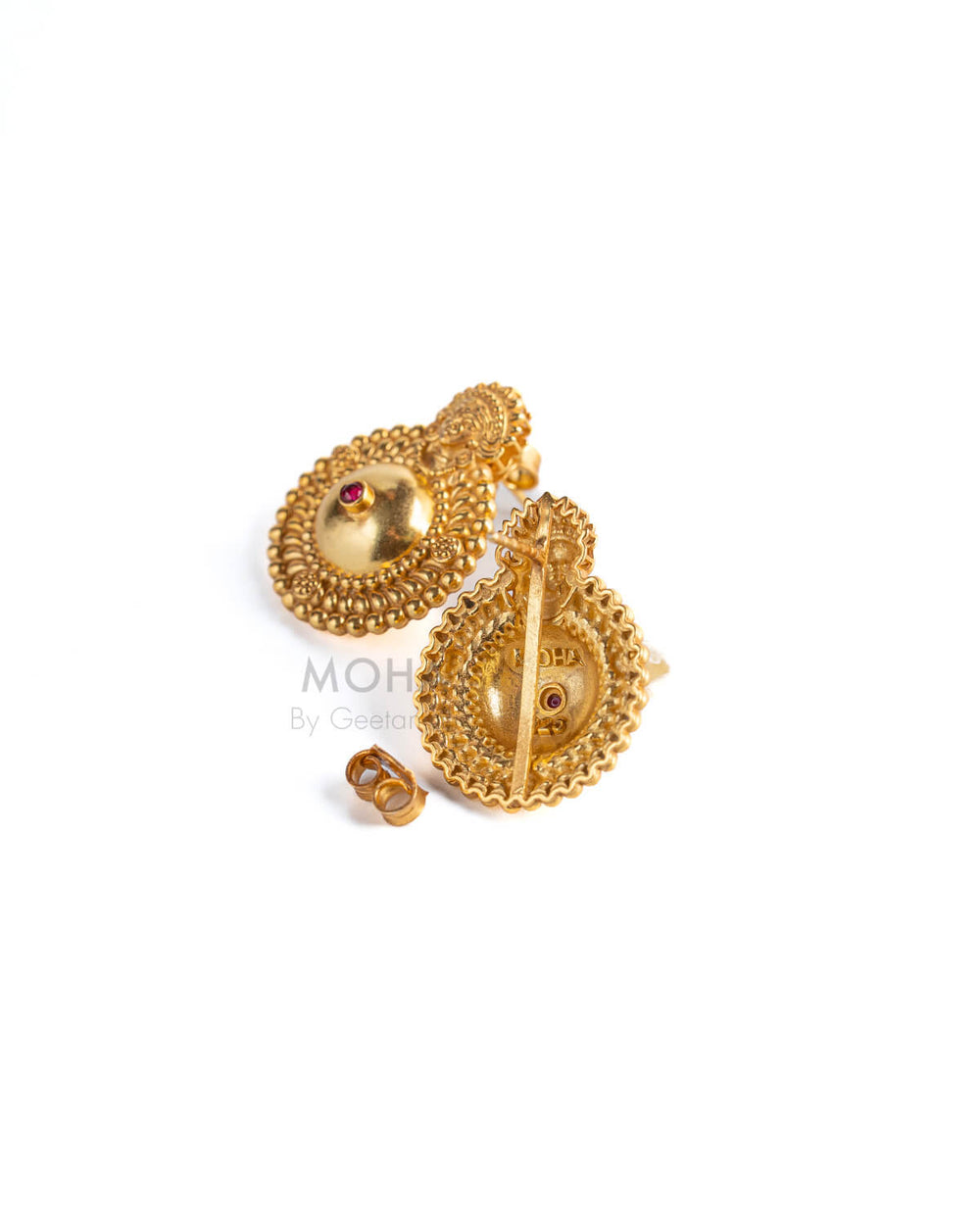 Bhavya Saaj Silver Stud (Gold plated) Earrings by MOHA
