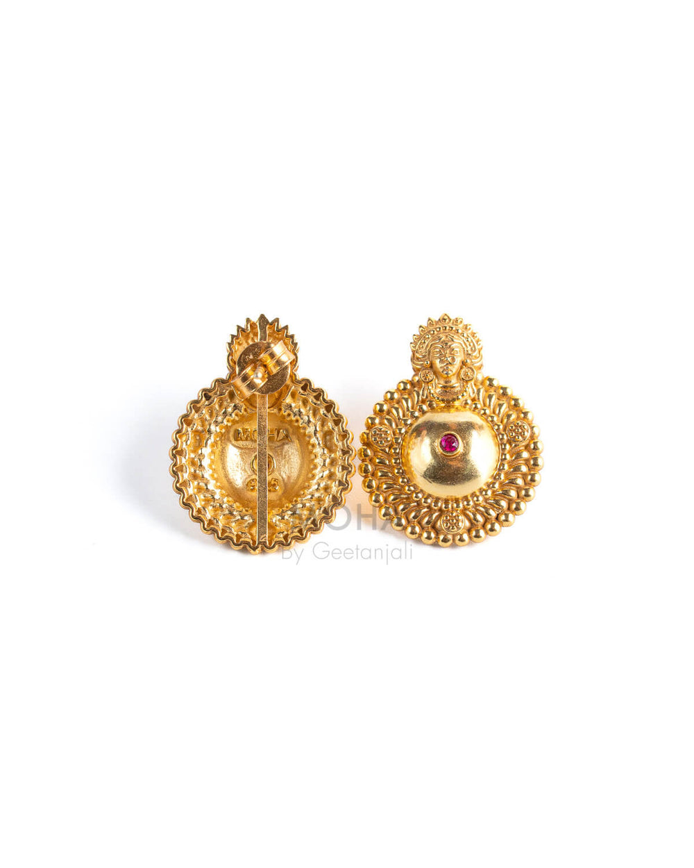 Bhavya Saaj Silver Stud (Gold plated) Earrings by MOHA