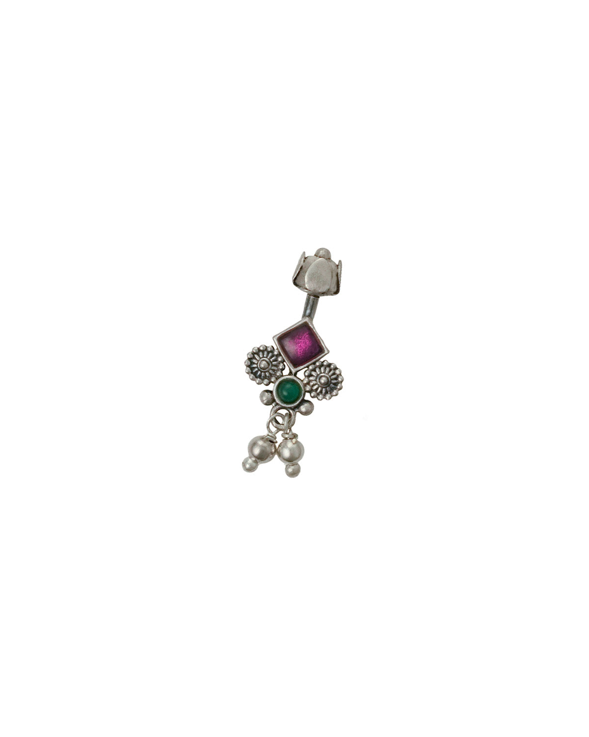 Bhumi silver bugadi pierced (Pink, Green) by Moha