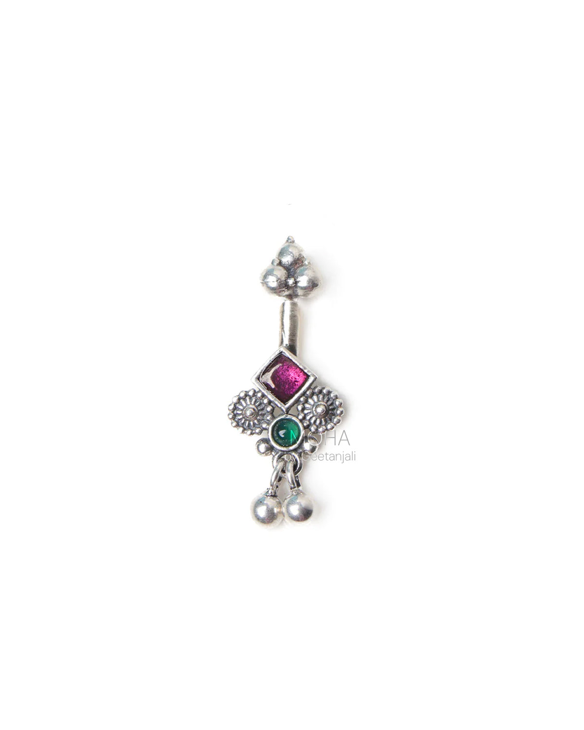 Bhumi silver bugadi pierced (Pink, Green) by Moha