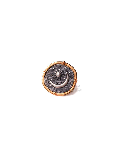 Celestial Duo Silver Brooch pin by MOHA