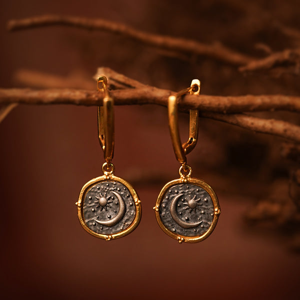 Celestial Duo Silver Earrings by MOHA