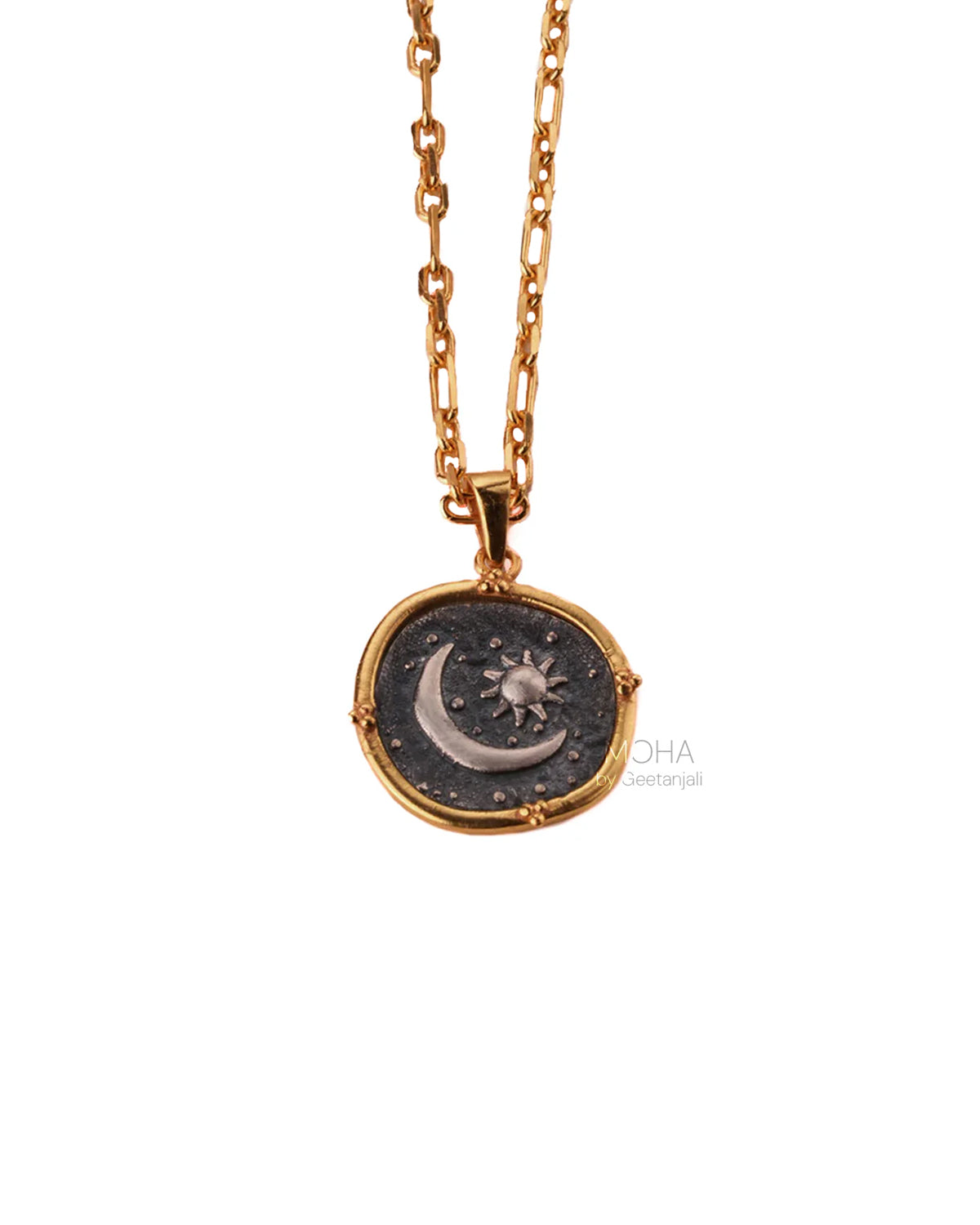 celestial duo silver pendant with chain by moha
