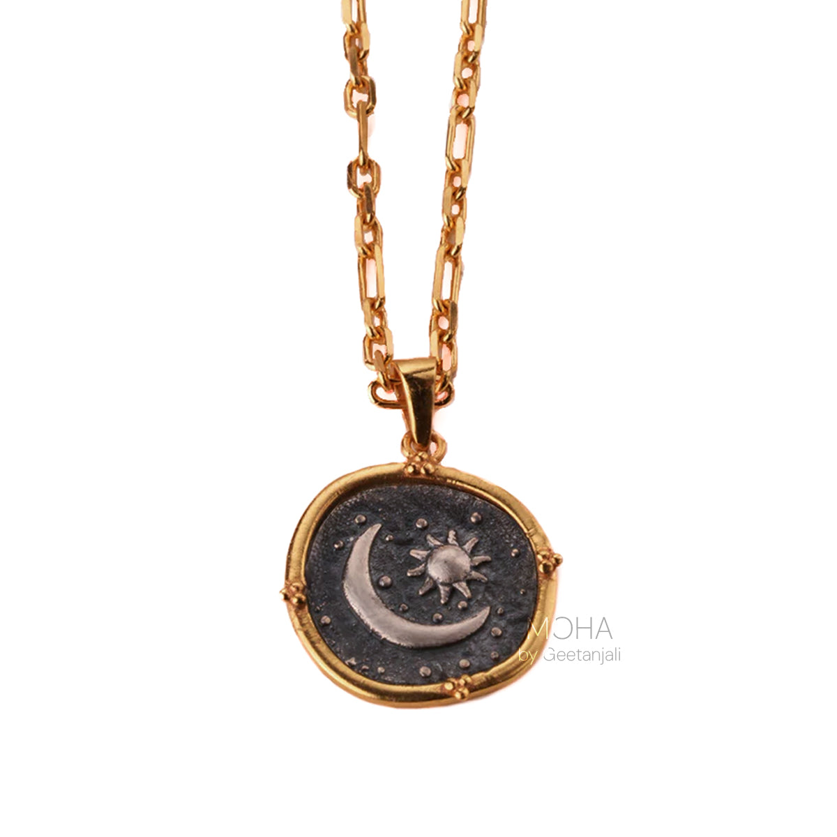 Celestial Duo Silver Pendant with Chain by MOHA 