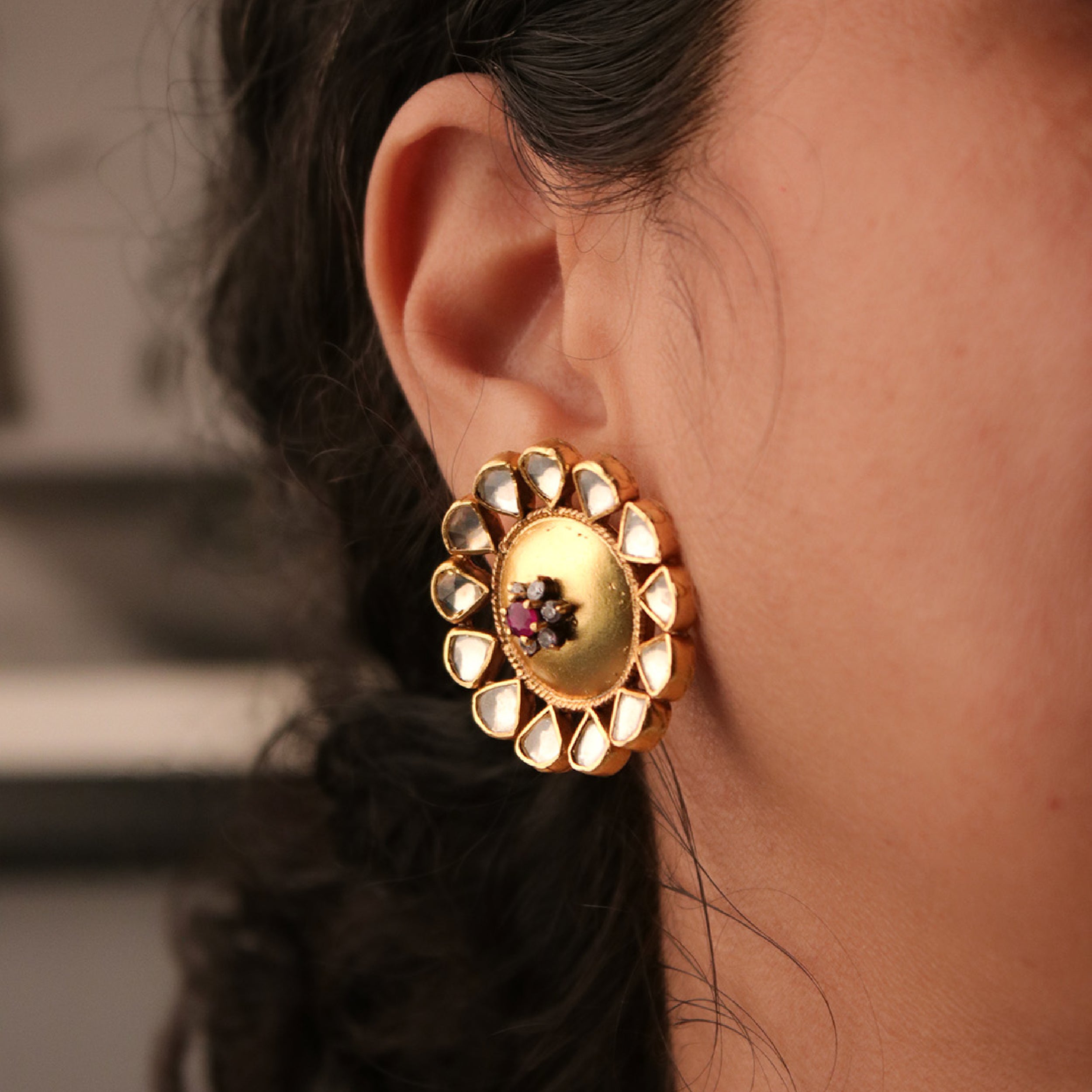 Buy India Kempu Stud Earrings/chaandbali Earrings/traditional Earrings/gold  Plated Earrings/indian Earrings/wedding Earrings/statement Earring Online  in India - Etsy