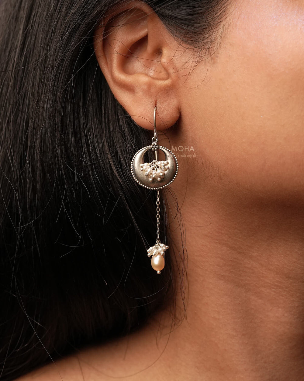 Chand Silver Sui Dhaga Earrings by MOHA