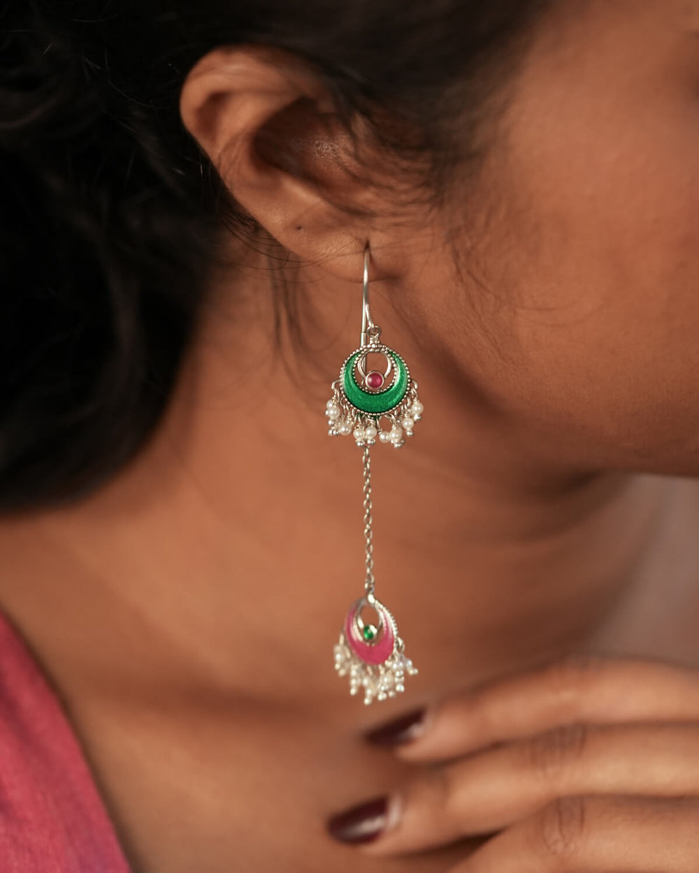 Chandini Silver Sui Dhaga Earrings by MOHA