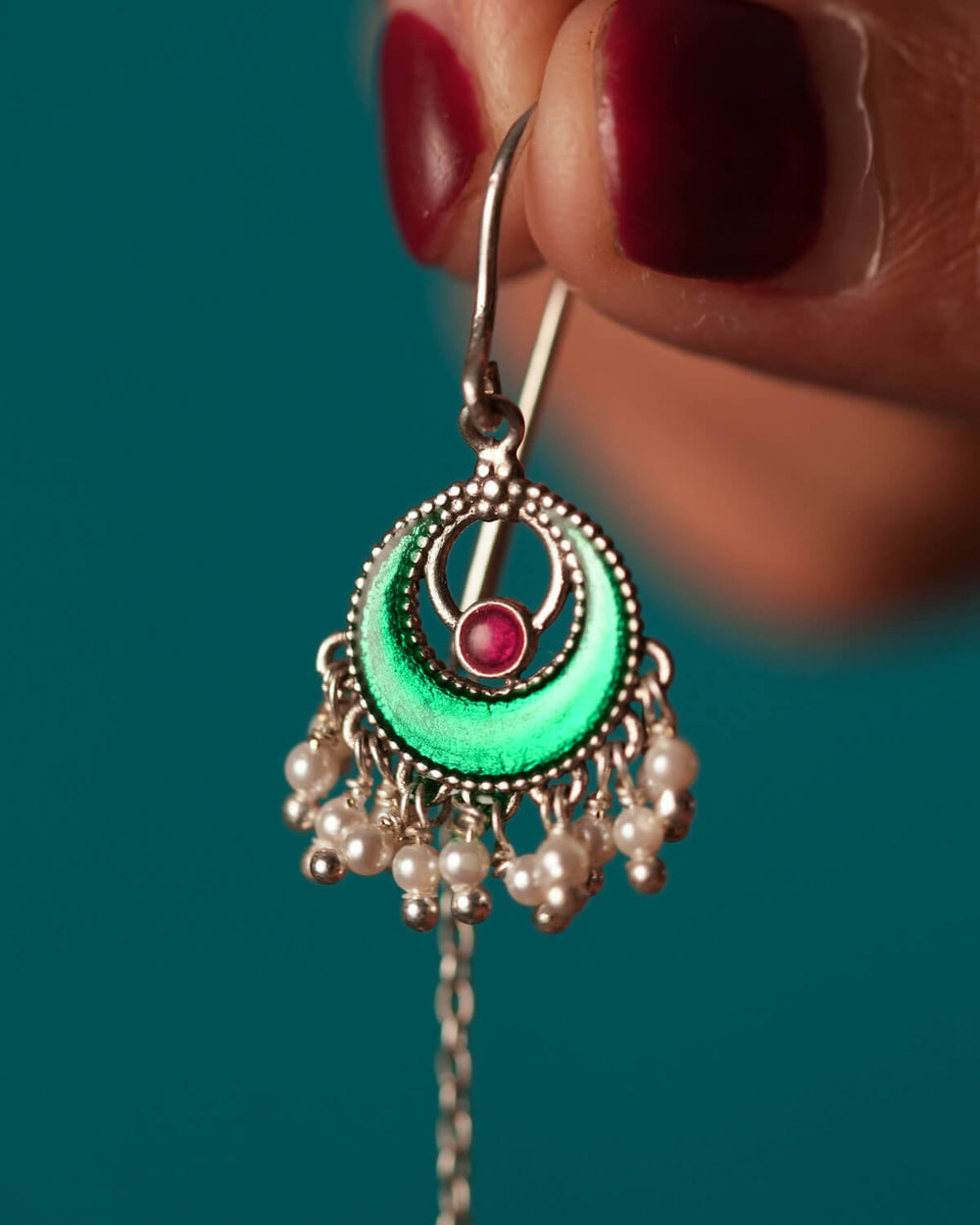 Chandini Silver Sui Dhaga Earrings by MOHA