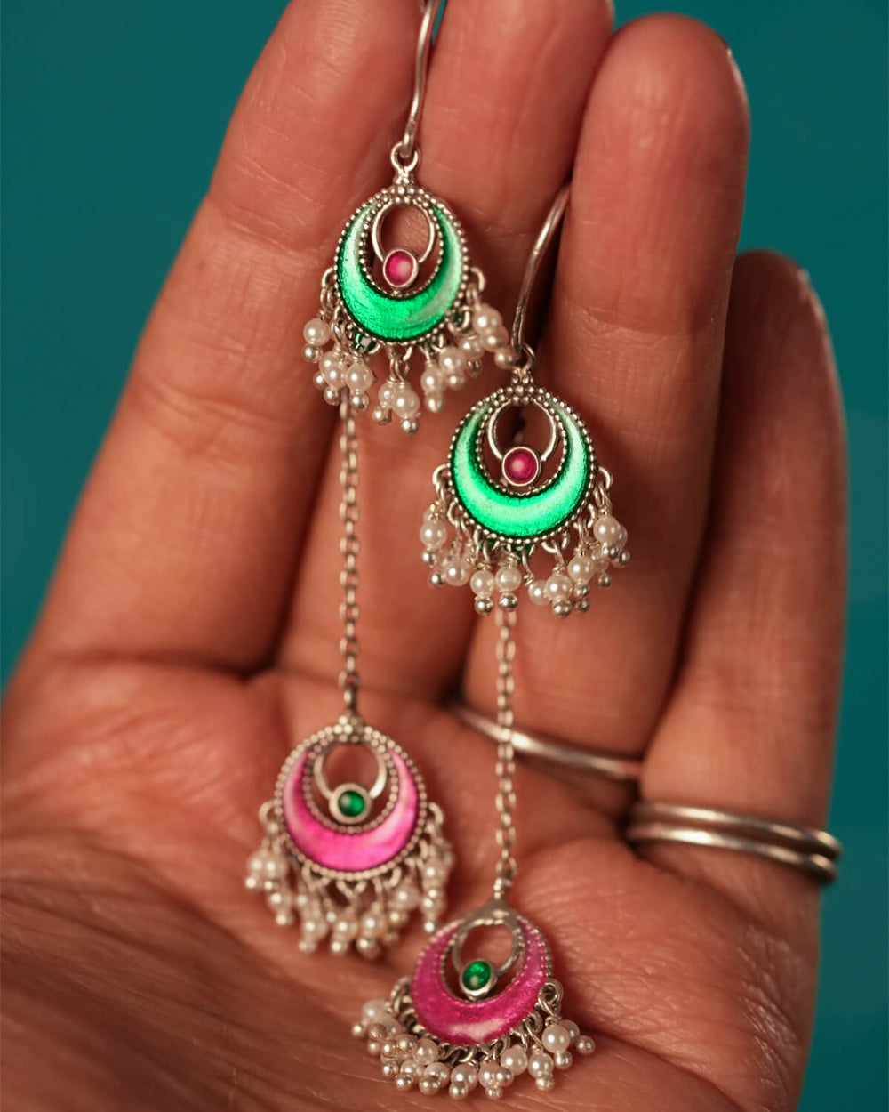 Chandini Silver Sui Dhaga Earrings by MOHA