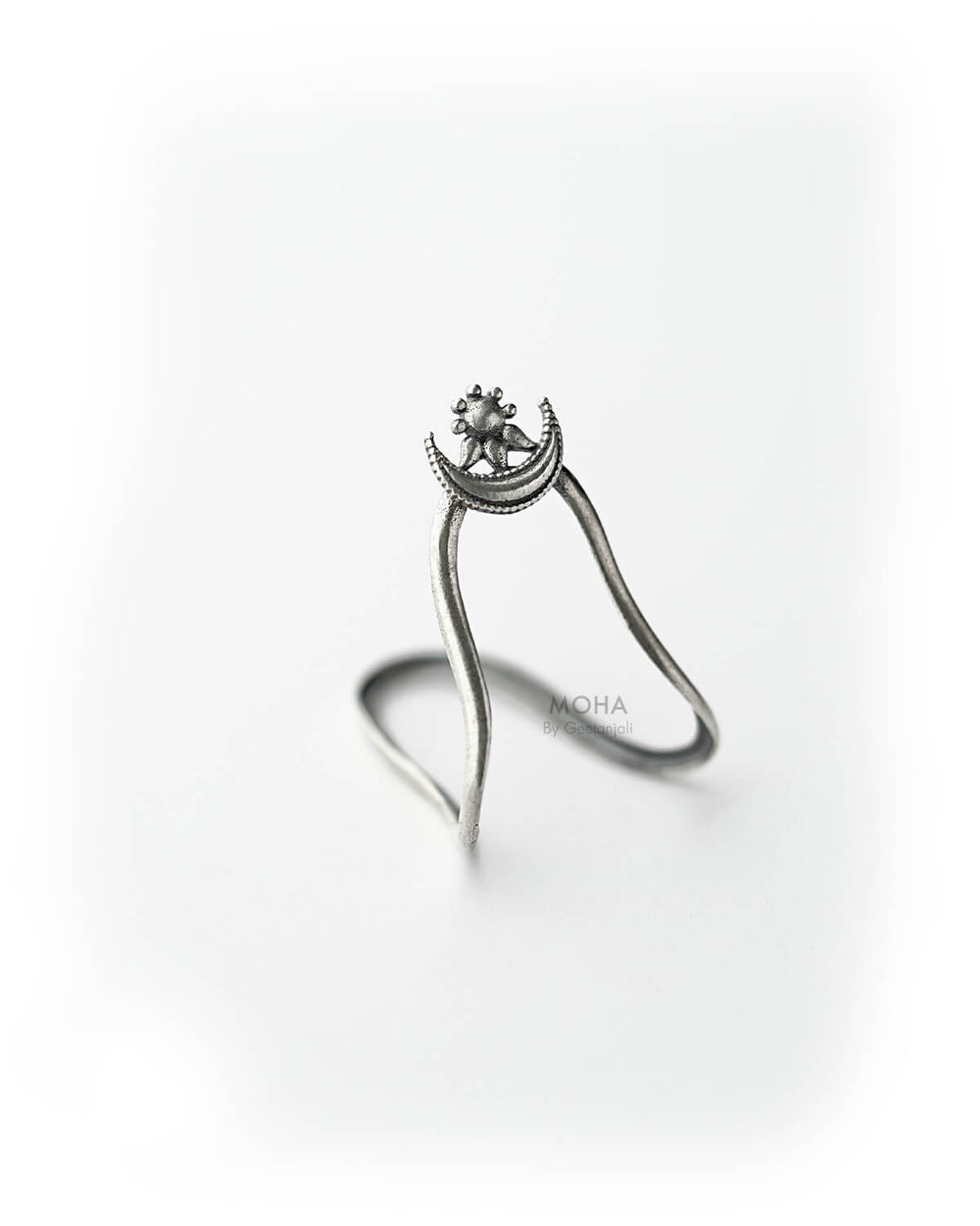 Chandra Vanki Silver Finger Ring by Moha