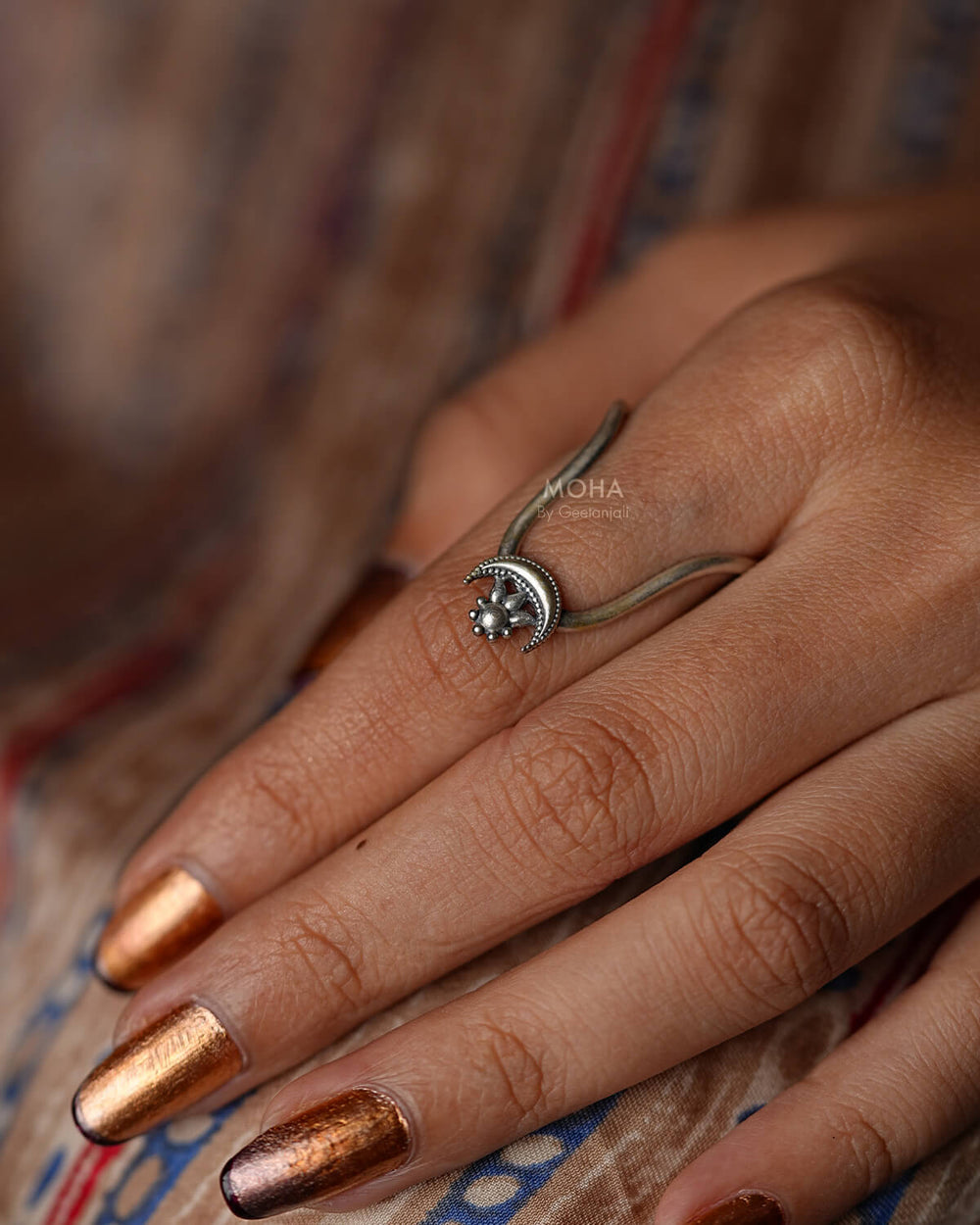 Chandra Vanki Silver Finger Ring by Moha