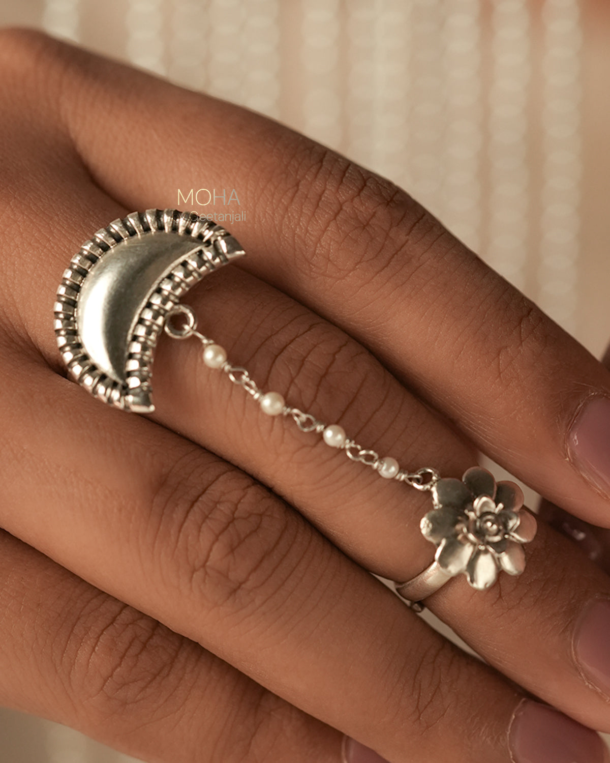 Chandrakor Silver Finger Ring by MOHA