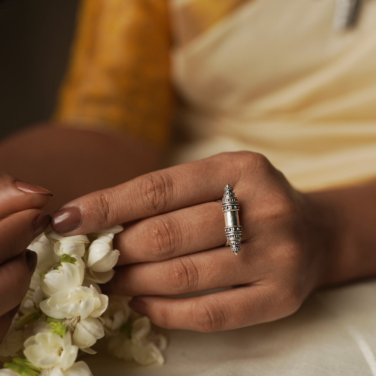 Shakti Silver Finger Ring by MOHA