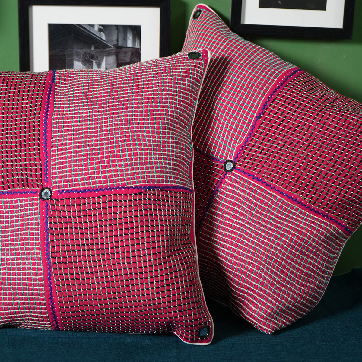 Doda Taga Cushion Cover (Pink) by Kalbelia