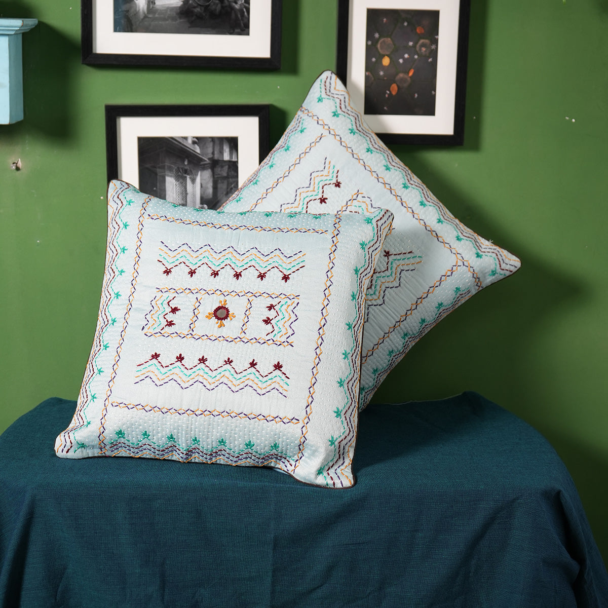 Light Blue Cushion Covers by Kalbelia