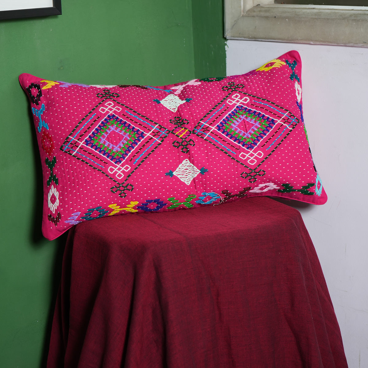 Karish Pillow Covers (Pink) by Kalbelia