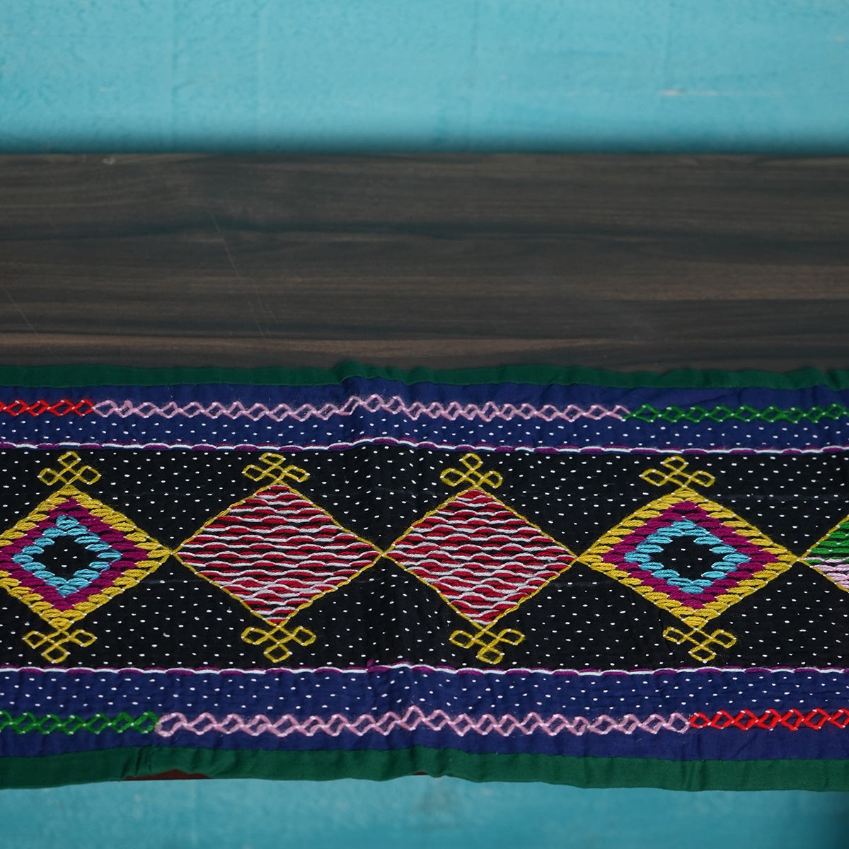 Kalpruksh Table Runner (Blue-Black) by Kalbelia