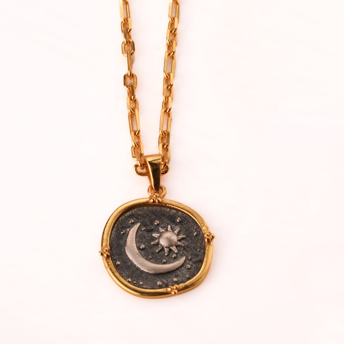 Celestial Duo Silver Pendant with Chain by MOHA