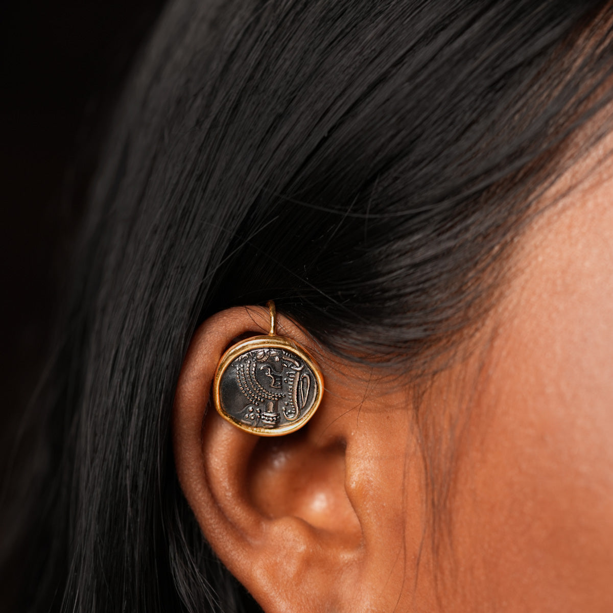 Gajapati Silver Ear-clip/ Bugadi by MOHA